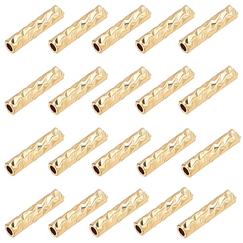 BENECREAT 100pcs Vergoldete Rohrperlen Nudelrohr Diamantschliff Gebogene Perlen 7x1.5mm Mit Kunststoffbehälter Für DIY Handwerk Schmuckherstellung von BENECREAT