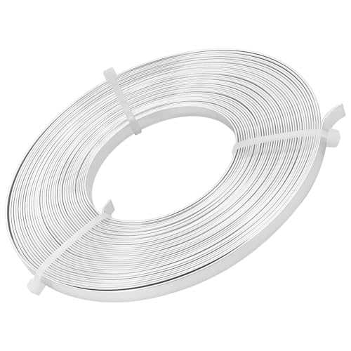 BENECREAT 10m (33FT) 5mm breiter silberner Aluminium Flachdraht eloxiert flacher Kunstdraht für Schmuckherstellung, 10m/Rolle von BENECREAT