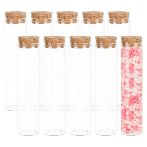 BENECREAT 10pcs 60ml Glas Reagenzglas Mit Korkstopfen Klare Flache Mini Glasflaschen Gläser Für Labor, Gastgeschenke, Süßigkeiten, Gewürze, Perlen von BENECREAT