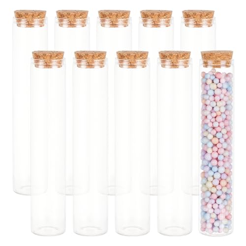 BENECREAT 10pcs 80ml Glas Reagenzglas Mit Korkstopfen Klare Flache Mini Glasflaschen Gläser Für Labor, Gastgeschenke, Süßigkeiten, Gewürze, Perlen von BENECREAT