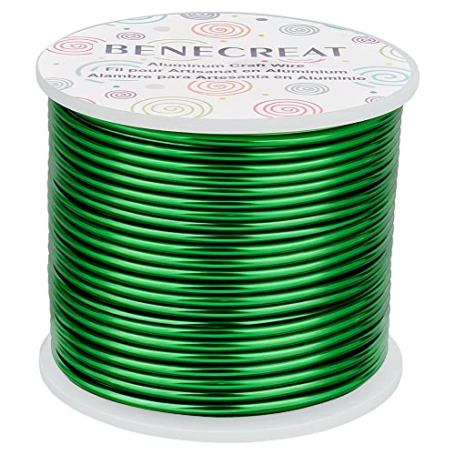 BENECREAT 12 Gauge (2mm) Aluminiumdraht 100FT (30m) Anodized Jewelry Craft Making Perlen Floral Colored Aluminium Craft Wire - Grün von BENECREAT