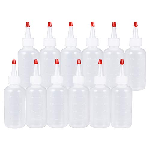 BENECREAT 12 Pack 120ml Kunststoff Squeeze Dispensing Flaschen mit roten Spitzenkappen - gut fur Kunsthandwerk, Kunst, Kleber, Multi Purpose von BENECREAT