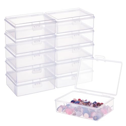BENECREAT 12 Packungen Behälter aus durchsichtigem Kunststoff mit Schnallendeckeln für Perlen, Münzen, Sicherheitsnadeln und andere handwerkliche Schmuckuhren, 9.75x7x3.25cm von BENECREAT