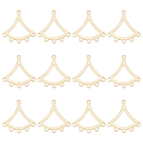BENECREAT 12 Stück 14K Vergoldete Messing-Verbindungsstücke, Fächerförmige Messing-Verbinder-Charms, Goldene Kronleuchter-Komponenten, Links Für Schmuckherstellung von BENECREAT