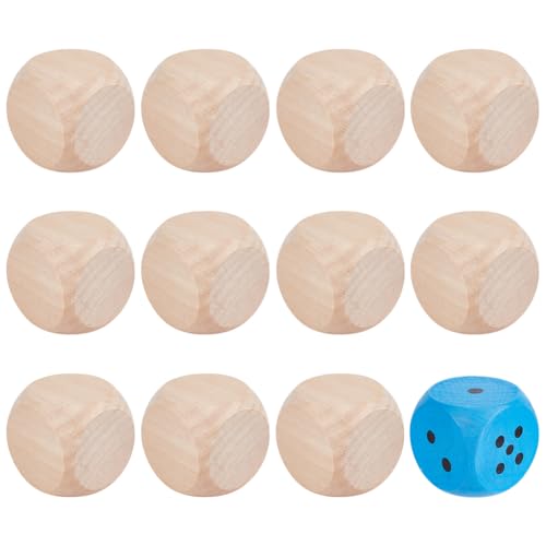 BENECREAT 12 Stück Leere Holzwürfel 50x50x50mm Große Zweiseitige Holzwürfel Mit Abgerundeten Ecken DIY Graffiti Würfel Zum Bemalen Zeichnung Kleben Stapeln Färbung von BENECREAT