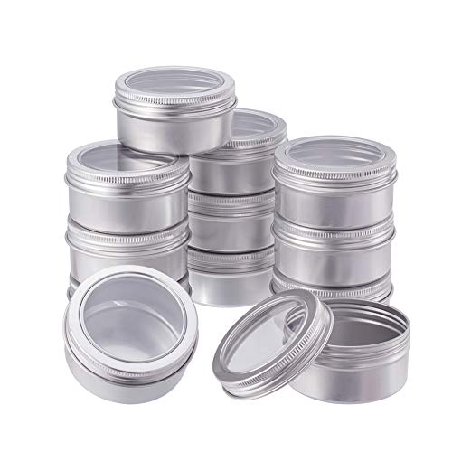 BENECREAT 12 Stücke 80 ml Aluminium Zinn Gläser, Runde Aluminium Blechdosen Kosmetische Behälter mit Schraubdeckel Deckel für DIY Handwerk Salve Kerze Reise Lagerung-Platin von BENECREAT