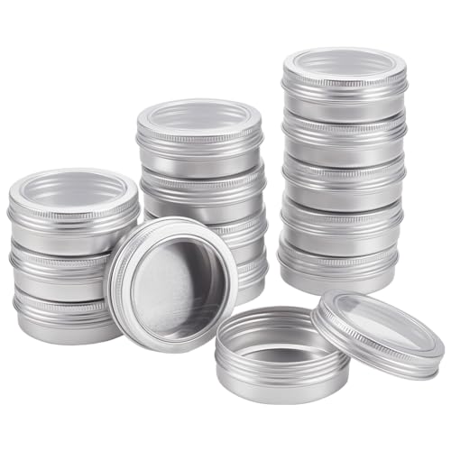 BENECREAT 14 Stücke 60 ml Aluminium Zinn Gläser, Runde Aluminium Blechdosen Kosmetische Behälter mit Schraubdeckel Deckel für DIY Handwerk Salve Kerze Reise Lagerung-Platin von BENECREAT