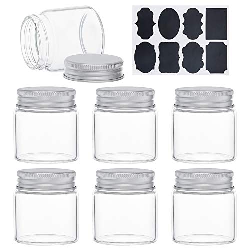 BENECREAT 15PCS 50ml Klarglasflaschen Bonbonflasche mit Aluminium Schraubverschluss Leere Probengläser mit 2 Blatt Etiketten für Gewürzkräuter Kleine Artikel Aufbewahrung Hochzeitsbevorzugungen von BENECREAT