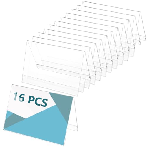 BENECREAT 16 Stück PS Tisch-Namensschild-Halter, 15 x 8,1 cm, transparente PS-Namensschild-Halter für Büro, Geschäft, Konferenzen, Meetingroom, Trainingsaktivitäten und Reden von BENECREAT