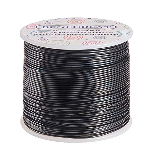 BENECREAT 17 Gauge (1.2mm) Aluminiumdraht 380FT (116m) Anodized Jewelry Craft Making Perlen Floral Colored Aluminium Craft Wire - Schwarz von BENECREAT