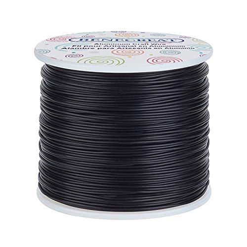 BENECREAT 18 Gauge/1mm Matte Jewelry Craft Wire 492 Fuß/150m Anlaufbeständiger Aluminiumdraht für Halloween Beading Sculpting Model Skeleton Making - Schwarz von BENECREAT