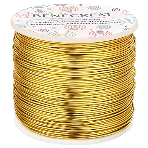 BENECREAT 18 Gauge (1mm) Aluminiumdraht 492FT (150m) Anodized Jewelry Craft Making Perlen Floral Colored Aluminium Craft Wire - Hell Gold von BENECREAT