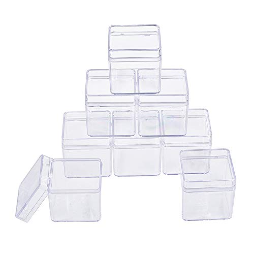 BENECREAT 18 Pack Square Kunststoff-Aufbewahrungsbehälter mit hoher Transparenz für Schönheitsartikel, kleine Perlen, Schmuckzubehör (4 x 4 cm x 4 cm) von BENECREAT