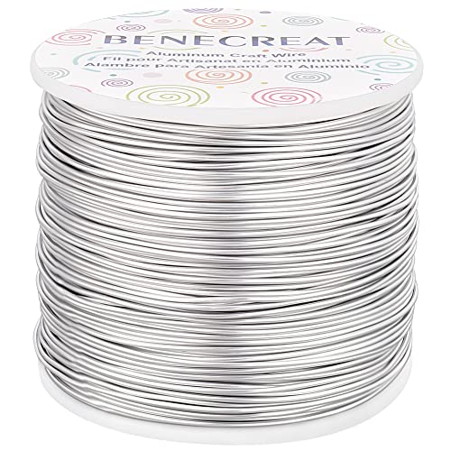 BENECREAT 1mm Aluminiumdraht 150m Lang(492 Füße) Eloxiert Schmuck Handwerk machen Friesen Floral farbigen Aluminium Craft Draht - Silber von BENECREAT