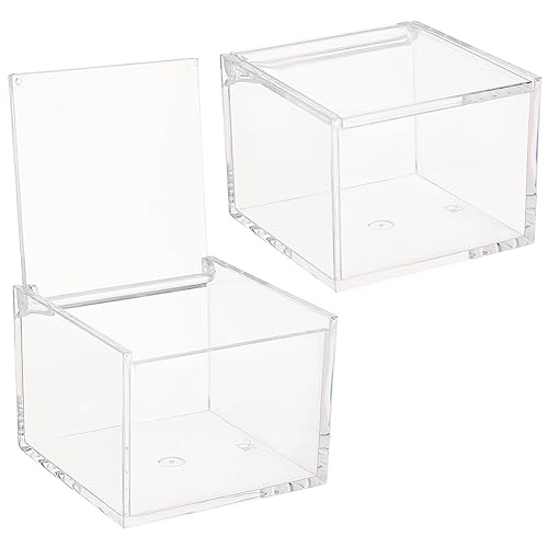 BENECREAT 2 Acrylbox Mit Deckel, 8x8x6cm / 3x3x2.3 Klare Würfel Vitrine Aufbewahrungsboxen Organizer Container Für Hochzeit Geburtstagsgeschenk Verpackung Schmuck Bürobedarf Aufbewahrung von BENECREAT