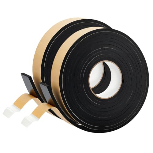 BENECREAT 2 Packung 10M Selbstklebender Schaumstoffstreifen Dichtungsstreifen Für Türen Und Fenster Schwarzes EVA Schaumband Zur Schalldämmung von Türdichtungen (41mm Breit 6mm Dick) 5 m/Rolle von BENECREAT
