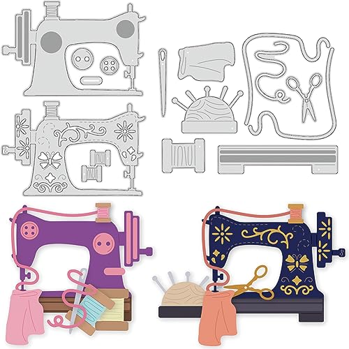 BENECREAT 2 Stile Alte Nähmaschine Gestanzte Metall-Papier-Stanzschablonen, Nähen Werkzeuge Metall Präge Schablonen Vorlage Für Papier Karte Herstellung DIY Scrapbooking Album Handwerk Dekor von BENECREAT