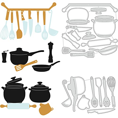 BENECREAT 2 Stück Küchentöpfe Stanzformen, Küchenspatel Löffel Werkzeuge Prägeschablonen Schablone Gestanztes Set Für Karten, Scrapbooking Und DIY-Bastelalbum, 0.8mm Dick von BENECREAT