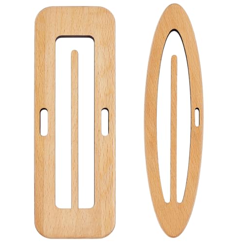 BENECREAT 2 Stück Strickwebstuhl Shuttles Aus Holz Bandwebstuhl Aus Buchenholz Handgefertigtes Strick Inkle Webschiffchen Zum Weben DIY Handwerk Webzubehör Rechteck Und Oval von BENECREAT