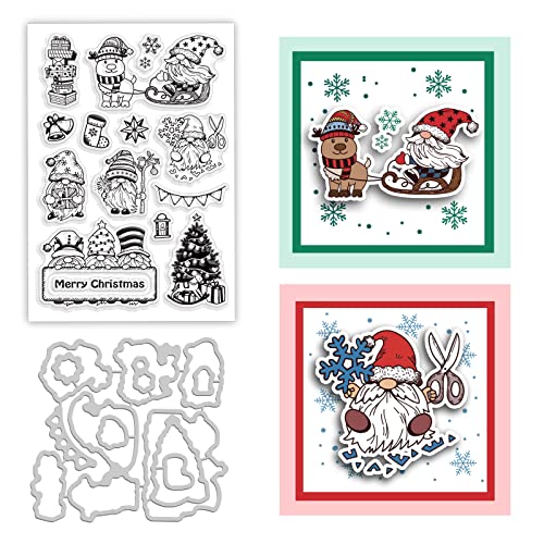 BENECREAT 2 transparente Stempel Frohe Weihnachten Mit Karbonstahl, Weihnachtsmann-Weihnachtsbaumzwerg, Durchsichtige Stempel Und Stanzformen Für DIY Scrapbooking, Fotoalbum Dekorativ von BENECREAT