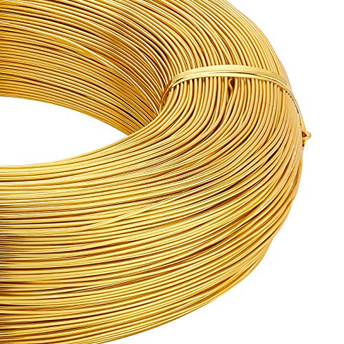 BENECREAT 20 Gauge (0.8mm) Gold Aluminiumdraht 984 Fuß (300m) Biegbarer Metallformdraht für Perlenschmuckherstellung Kunst- und Handwerksprojekt von BENECREAT
