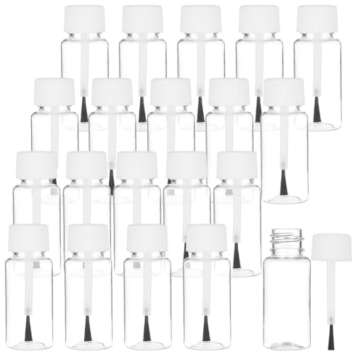 BENECREAT 20 Packungen von 15ml Kunststoff-Pinsel-Applikatorflaschen Mit Weißem Deckel, Leerer Nachfüllbarer Nagellack Touch-Up-Flasche Mit Pinseldeckel Für Kleber, Farbe, Nail-Art von BENECREAT