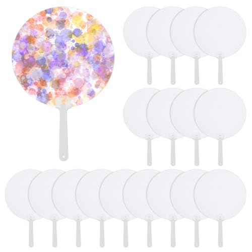 BENECREAT 20 Stück Runde Sublimationsfächer Blanko 17.5cm Großer Doppelseitiger Sublimationsfächer Aus Kunststoff Mit Kunststoffhand Für Abschlussfeiern Und Hochzeitsfeiern 0.3mm Dick von BENECREAT