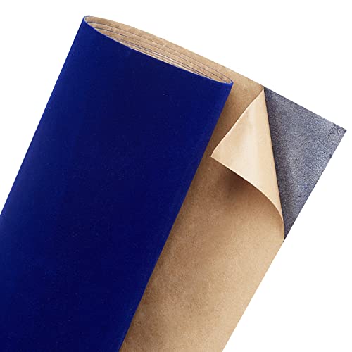 BENECREAT 200 x 40cm Selbstklebendes Samtbeflockungsblatt Dunkelblau Weicher Samt Schubladeneinsatz Für Schmuckschublade Handwerk Stoff, 0.6 mm Dick von BENECREAT