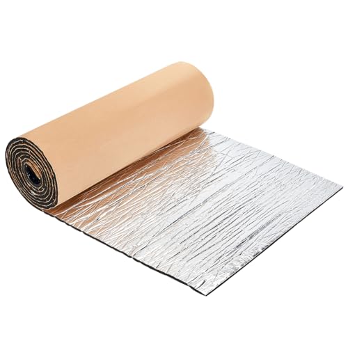 BENECREAT 200x33cm Thermo Akustikmatten, Schallschutzmaterial Mit Aluminiumfolie, Stoßdämpfende Schaumstoffmatten Für Türen Aus Schwarzem Schaumstoff, Motorhaube, Boot, Fußboden von BENECREAT