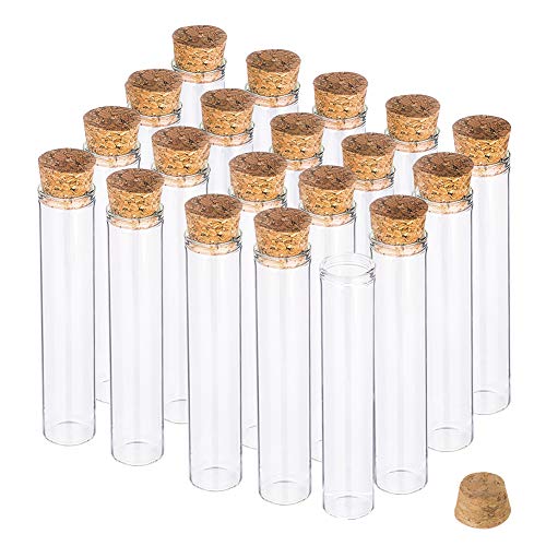 BENECREAT 20PCS 30ml Reagenzglas mit Korkstopfen Klar Flach Mini Glasflaschen Gläser für Labor, Partyartikel, Süßigkeiten, Kaugummi, Gewürze, Perlen von BENECREAT