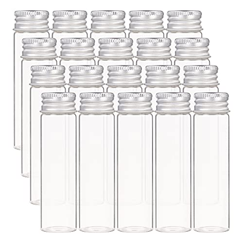 BENECREAT 20Pcs 20ml Versiegelte Glasflasche Mit Schraubverschluss Aus Aluminium Klare Flüssigkeitsprobe Fläschchen Für Pille Pulver Ornament Flaschen Bottle von BENECREAT