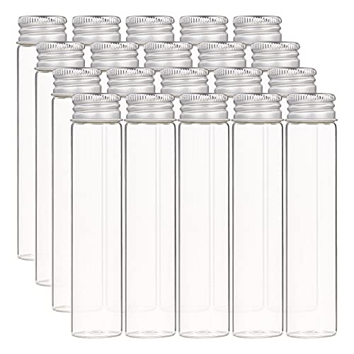 BENECREAT 20Pcs 25ml Versiegelte Glasflasche Mit Schraubverschluss Aus Aluminium Klare Flüssigkeitsprobe Fläschchen Für Geschenk Hochzeitsbevorzugungen Dekorationen von BENECREAT