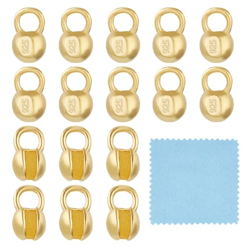 BENECREAT 20Pcs 925 Sterling Silber Crimp Abdeckung Perlen, 5x3mm Runde goldene Perle Tipps Kalotte Enden, Clamshell Knot Abdeckung für Schmuck machen DIY-Fundstücke Handwerk, Loch: 1.4mm BENECREAT 20Pcs 925 Sterling Silber Crimp Abdeckung Perlen, 5x3mm Runde goldene Perle Tipps Kalotte Enden, Clamshell Knot Abdeckung für Schmuck machen DIY-Fundstücke Handwerk, Loch: 1.4mm von BENECREAT