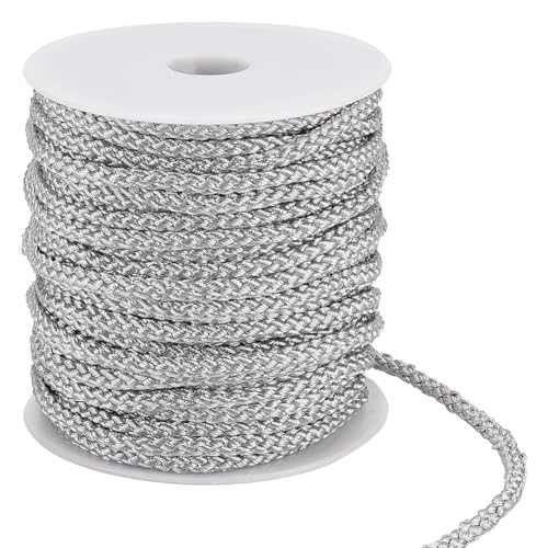 BENECREAT 20m/21.87 Yards Hellgraue Gedrehte Kordel, 5mm Geflochtene Polyesterschnur Gedrehtes Zierkordelseil Für Geschenkverpackungen Bastelzubehör Zum Selbermachen von BENECREAT