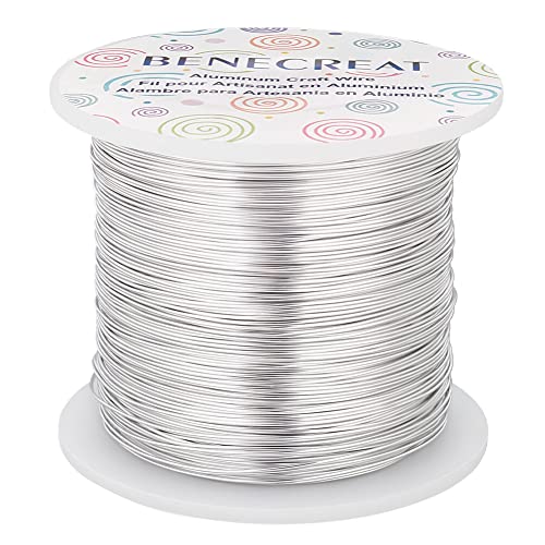 BENECREAT 22 Gauge (0.6mm) Aluminiumdraht 260m (850 FT) eloxierter Schmuck Craft Making Beading Blumenfarbener Aluminium Craft Wire - Silber von BENECREAT