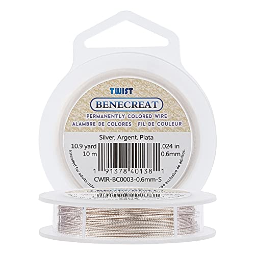 BENECREAT 22 Gauge / 0.6mm verdrehter Kupferdraht 10 Meter trüben beständiger Silberdraht für die handwerkliche Schmuckherstellung BENECREAT 22 Gauge / 0.6mm verdrehter Kupferdraht 10 Meter trüben beständiger Silberdraht für die handwerkliche Schmuckherstellung von BENECREAT