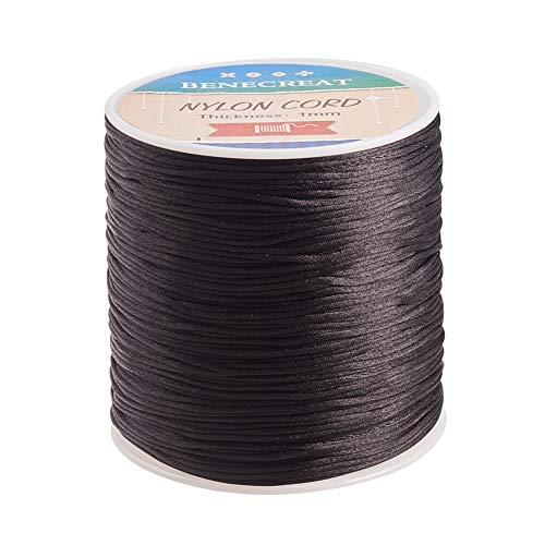 BENECREAT 220 Yards 1mm Satin Nylon Trim Cord Nylon Rattail Satin Cord für geflochtene Perlen Schmuckherstellung, Schwarz BENECREAT 220 Yards 1mm Satin Nylon Trim Cord Nylon Rattail Satin Cord für geflochtene Perlen Schmuckherstellung, Schwarz von BENECREAT