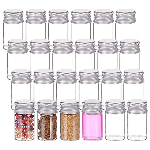 BENECREAT 24 Packung 8 ml/0.27 Unzen Mini-Glas Leere Kosmetikdosen Klare Kleine Fläschchen Leere Glasflaschen Mit Geschraubten Aluminiumhüten Für Die Aufbewahrung von Wunschbotschaften von BENECREAT