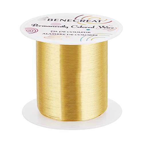 BENECREAT 29 Gauge/0.3 mm 150M Schmuck-Perlendraht Anlaufbeständiger Kupferdraht für Perlenverpackung und Andere Schmuckhandwerksherstellung, Licht Gold BENECREAT 29 Gauge/0.3 mm 150M Schmuck-Perlendraht Anlaufbeständiger Kupferdraht für Perlenverpackung und Andere Schmuckhandwerksherstellung, Licht Gold von BENECREAT