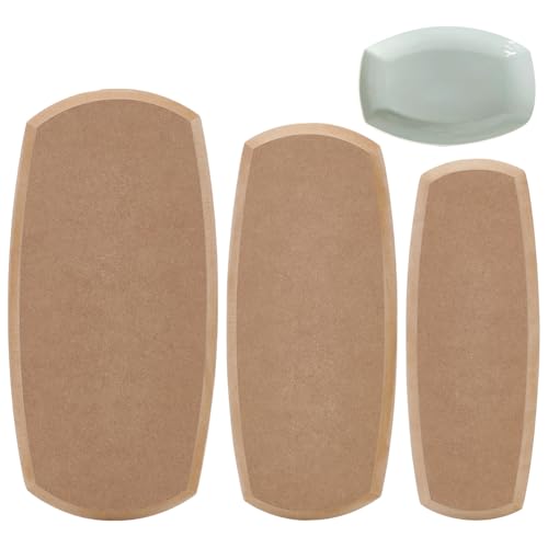 BENECREAT 3 Größen Tan Keramik Schablone für Ton, Holz Rechteck Töpferei Schablonen, Töpferei Werkzeuge für Handbuilding Dish Platte DIY Craft Supplies von BENECREAT