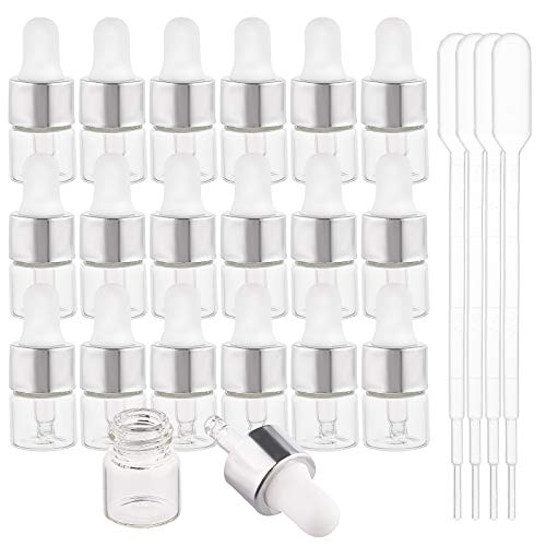 BENECREAT 30 Packung 1ml Klarglas Tropfflasche Augenflaschen mit ätherischen Ölen, silbernen Kappen und 4PCS Tropfflasche für Aromatherapiekosmetik Samplep BENECREAT 30 Packung 1ml Klarglas Tropfflasche Augenflaschen mit ätherischen Ölen, silbernen Kappen und 4PCS Tropfflasche für Aromatherapiekosmetik Samplep von BENECREAT