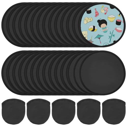 BENECREAT 30 Stück 25cm Schwarzer Faltbarer Flying Disc Fan Mit Tasche Nylon Sublimationsfächer Faltfächer Mit Schwarzem Rand Für Strandpartys Picknicks Und Familienaktivitäten von BENECREAT