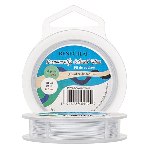BENECREAT 30m 0,5mm 7-Strang Weiß Nylon Coated Craft Schmuck Perlen Draht Tiger Schwanz Perlen Draht für Halsketten Armbänder Ring BENECREAT 30m 0,5mm 7-Strang Weiß Nylon Coated Craft Schmuck Perlen Draht Tiger Schwanz Perlen Draht für Halsketten Armbänder Ring von BENECREAT