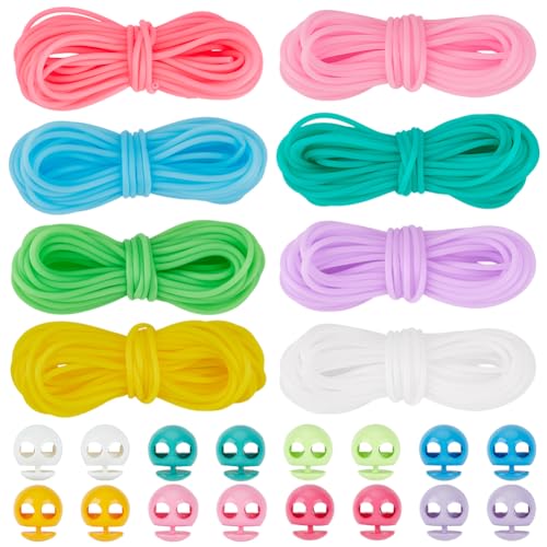 BENECREAT 32 Teiliges Stichstopper Set 8 Farbe Doppelloch Kordelstopper Aus Kunststoff Mit Feder Und 8 Rollen Runde Gummikordel Stricknadelstopper Für Strickarbeiten BENECREAT 32 Teiliges Stichstopper Set 8 Farbe Doppelloch Kordelstopper Aus Kunststoff Mit Feder Und 8 Rollen Runde Gummikordel Stricknadelstopper Für Strickarbeiten von BENECREAT