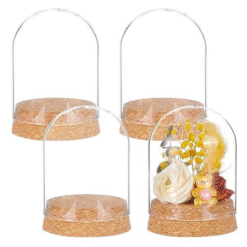 BENECREAT 4 Set Glasbehälter Mit Kuppel Und Korken, 65.5x91.5mm Großes Tischglockenglas Für Blumenpflanzen, Proben, Basteldekorationen von BENECREAT