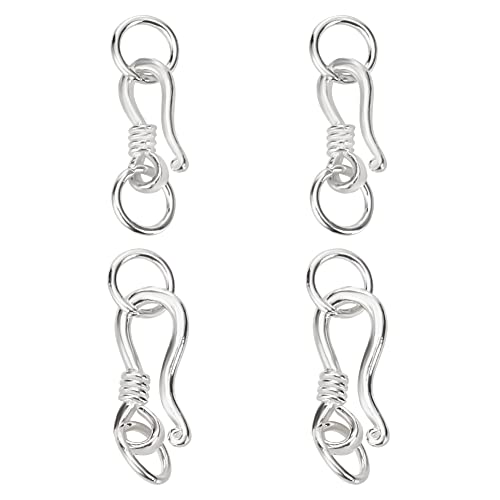 BENECREAT 4 Sets 925 S-Förmiger Sterlingsilber Hakenverschluss, 2 Silberschmuckverschlüsse 16.5/20mm S Förmiger Haken Und Ösenverschlussverbinder Mit Biegering Für Schmuckherstellung von BENECREAT