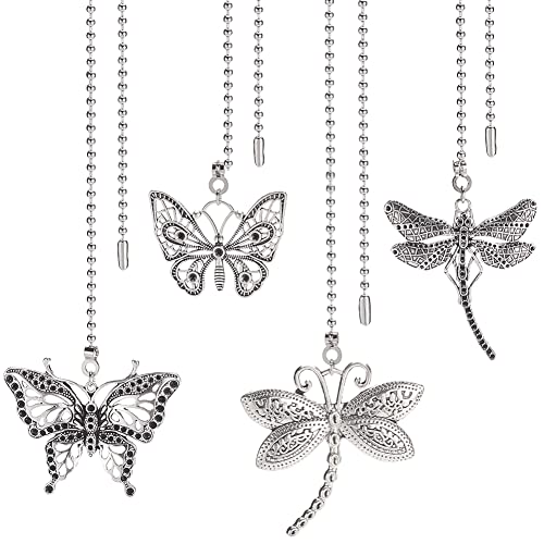 BENECREAT 4 Stil Silber Schmetterling Libelle Deckenventilator Zugkette Set, Legierung Deckenventilator Zugkette Verlängerung mit 304 Edelstahl Kugelkette Verbinder für Deckenleuchte Lampe Ventilator BENECREAT 4 Stil Silber Schmetterling Libelle Deckenventilator Zugkette Set, Legierung Deckenventilator Zugkette Verlängerung mit 304 Edelstahl Kugelkette Verbinder für Deckenleuchte Lampe Ventilator von BENECREAT