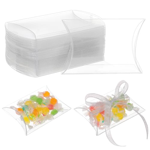 BENECREAT 40 Packung PVC-Kunststoff-Kissenbox, 11.5x8x3cm Große Durchsichtige Geschenkverpackungsboxen, Süßigkeiten-Geschenkbox Für Festival-Partygeschenke, Aufbewahrungsverpackung von BENECREAT