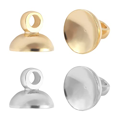 BENECREAT 40 Stück 2 Farben Perlenkappen-Anhängerschlaufe Silber Gold Bail Cup Cap Pearl Cup Pendant Connector For Pendant Necklace Jewelry Making, Bohrung: 1.5 mm von BENECREAT