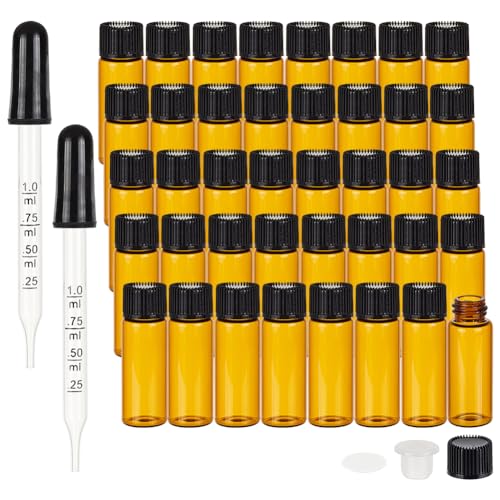 BENECREAT 40PCS 5ml Flaschen mit ätherischem Glas aus bernsteinfarbenem Glas mit Schraubverschluss Kleine Probenfläschchen aus bernsteinfarbenem Muster mit 2PCS Messern BENECREAT 40PCS 5ml Flaschen mit ätherischem Glas aus bernsteinfarbenem Glas mit Schraubverschluss Kleine Probenfläschchen aus bernsteinfarbenem Muster mit 2PCS Messern von BENECREAT